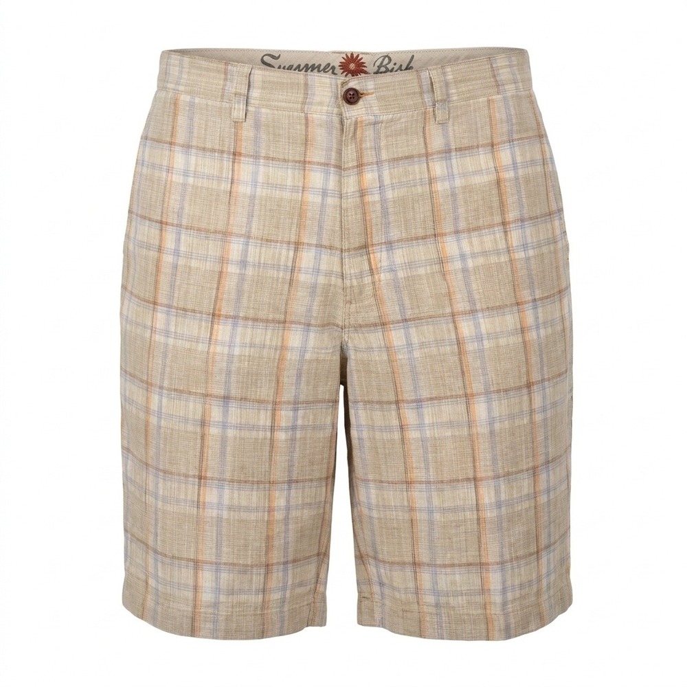 Tommy Bahama Mens Shorts 38 Plaid Linen Silk Blend Summer Beach Chino Flat Front